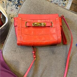 Coral croc coach crossbody